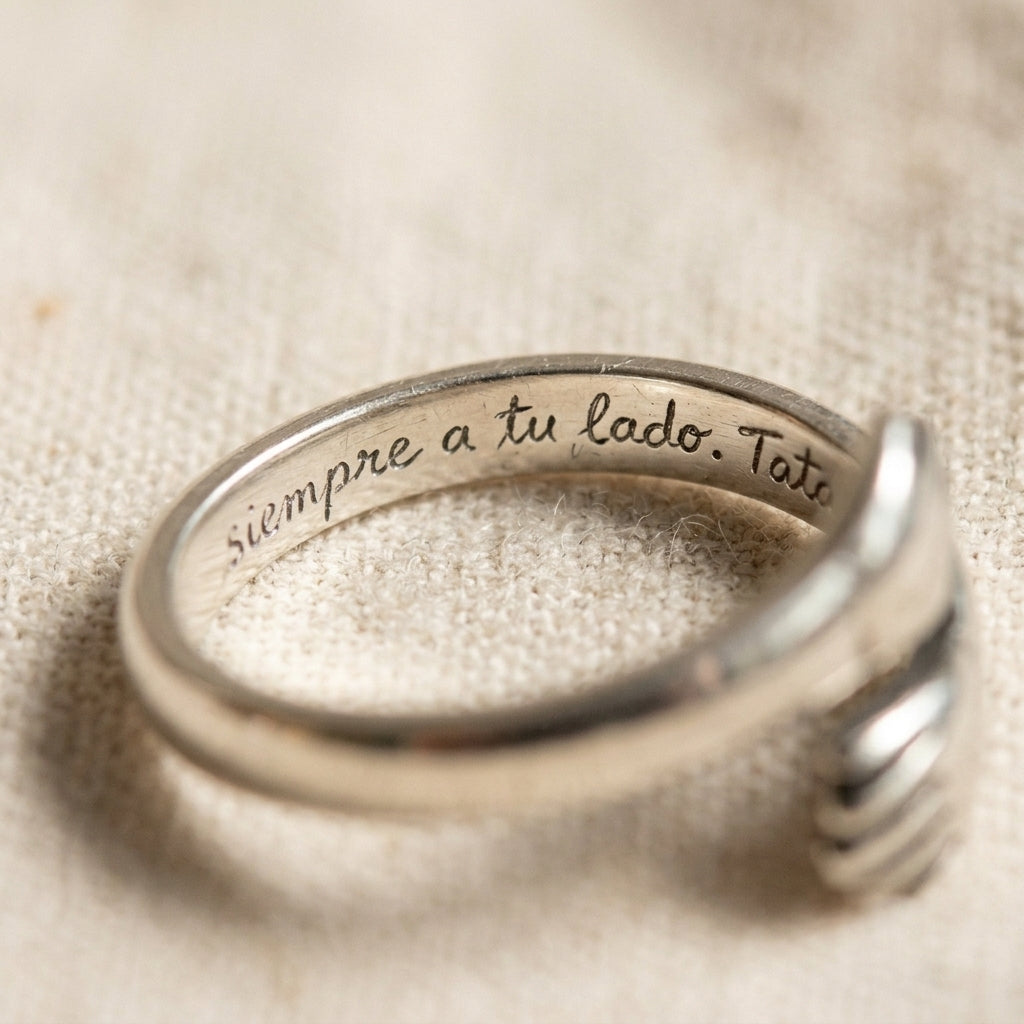 Anillo Abrazo Eterno Plata 925 con grabado a mano