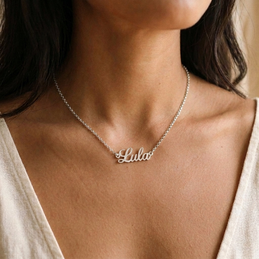 Cadena rolo con Nombre calado en Plata 950
