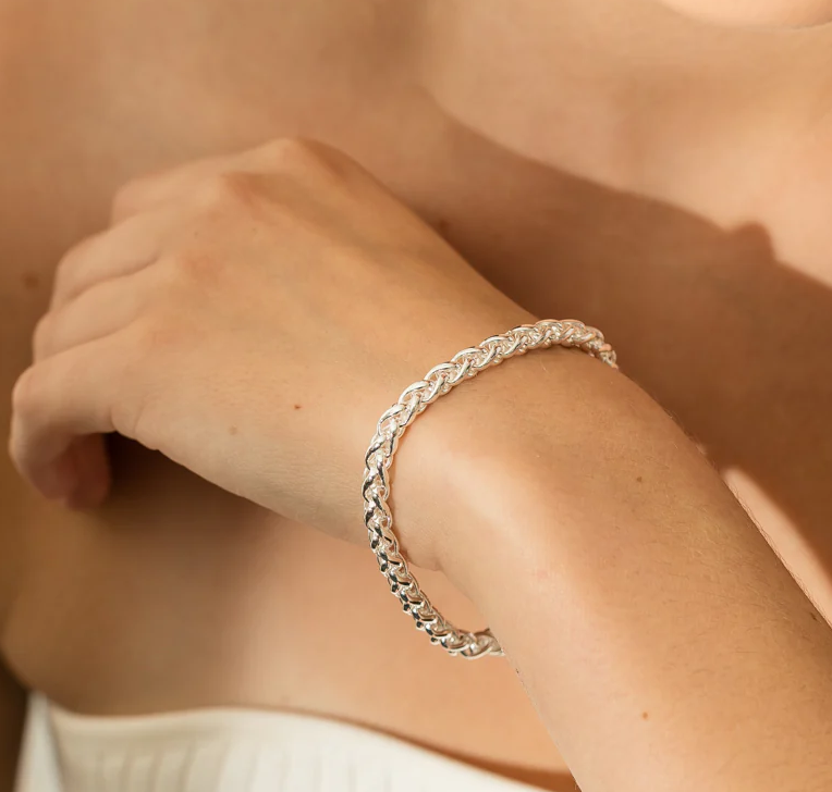Pulsera Espiga Gruesa Plata 925