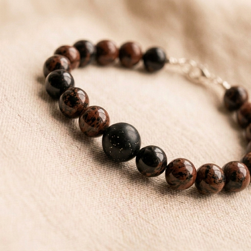 Pulsera Obsidiana con cuenta personalizada