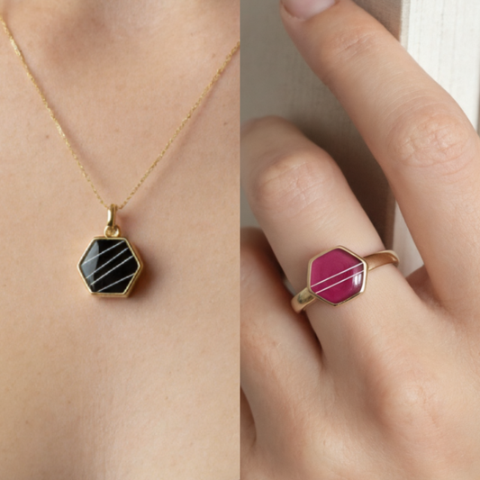 Set Naos 9mm (Anillo + Dije) Oro 9k