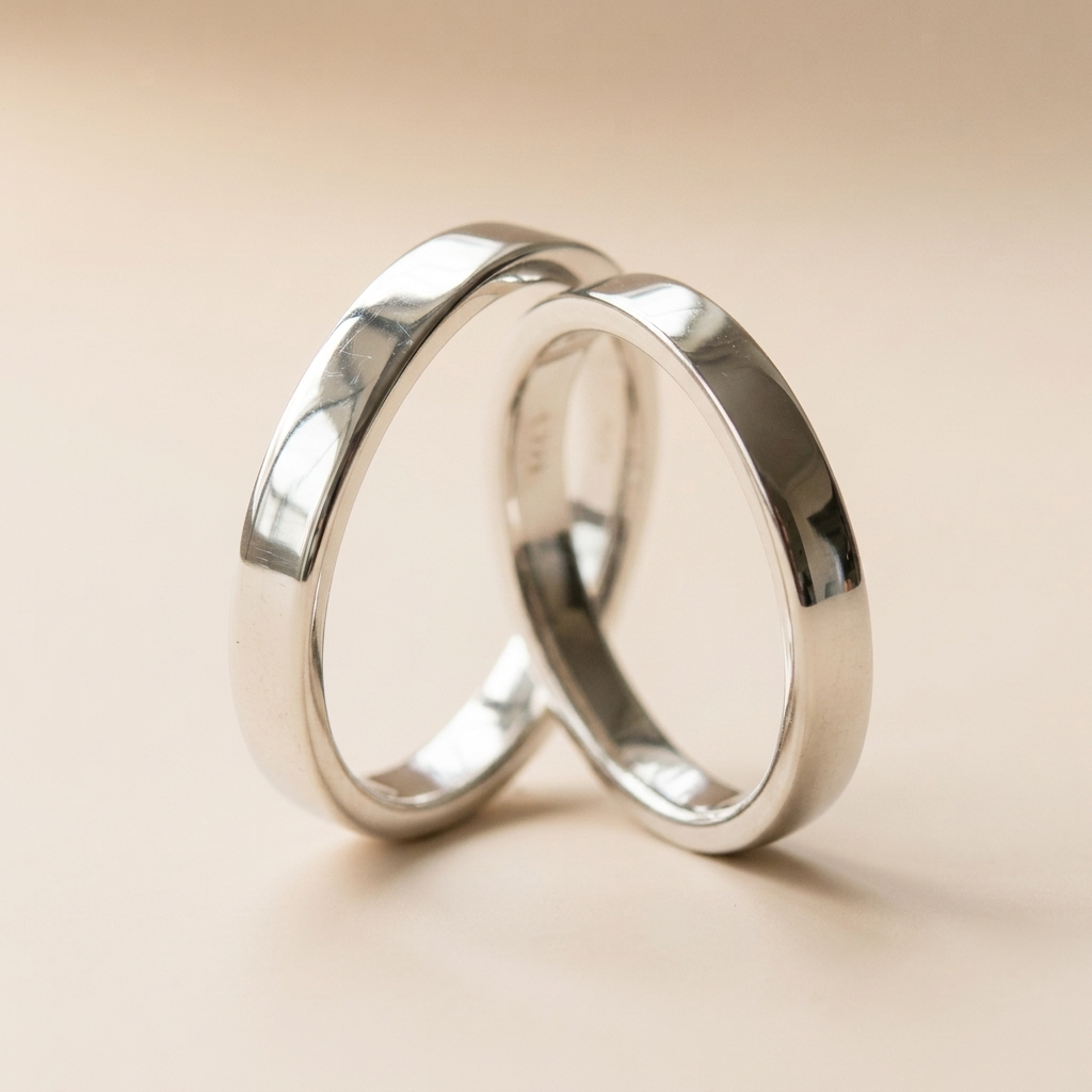 Par de alianzas cinta 3mm Plata 925 con grabado a mano