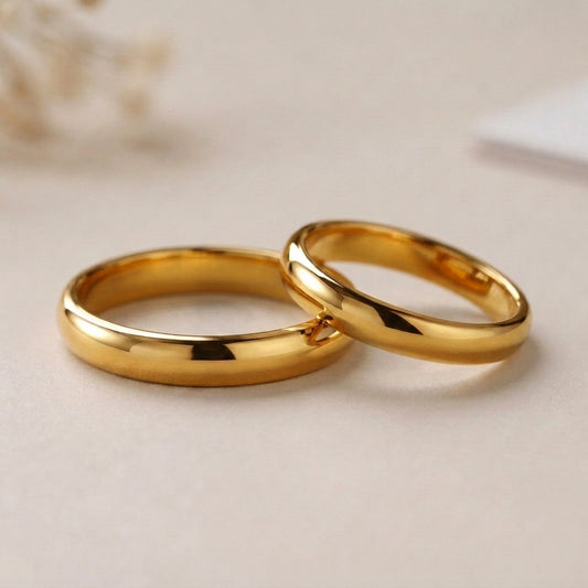 Par de alianzas bombé 3mm Oro 18k con grabado a mano