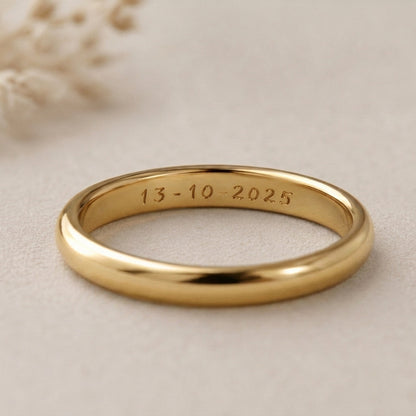 Par de alianzas bombé 3mm Oro 18k con grabado a mano