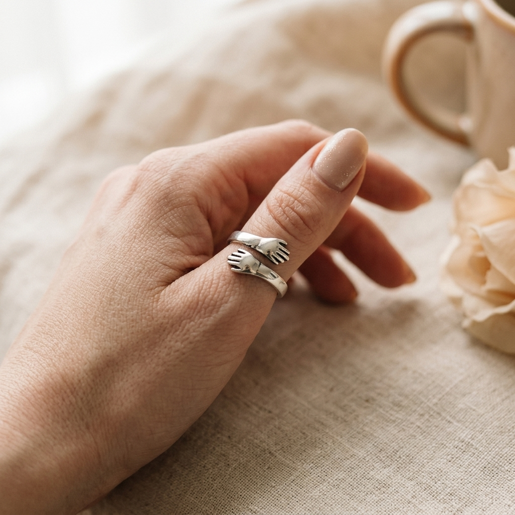 Anillo Abrazo Eterno Plata 925 con grabado a mano