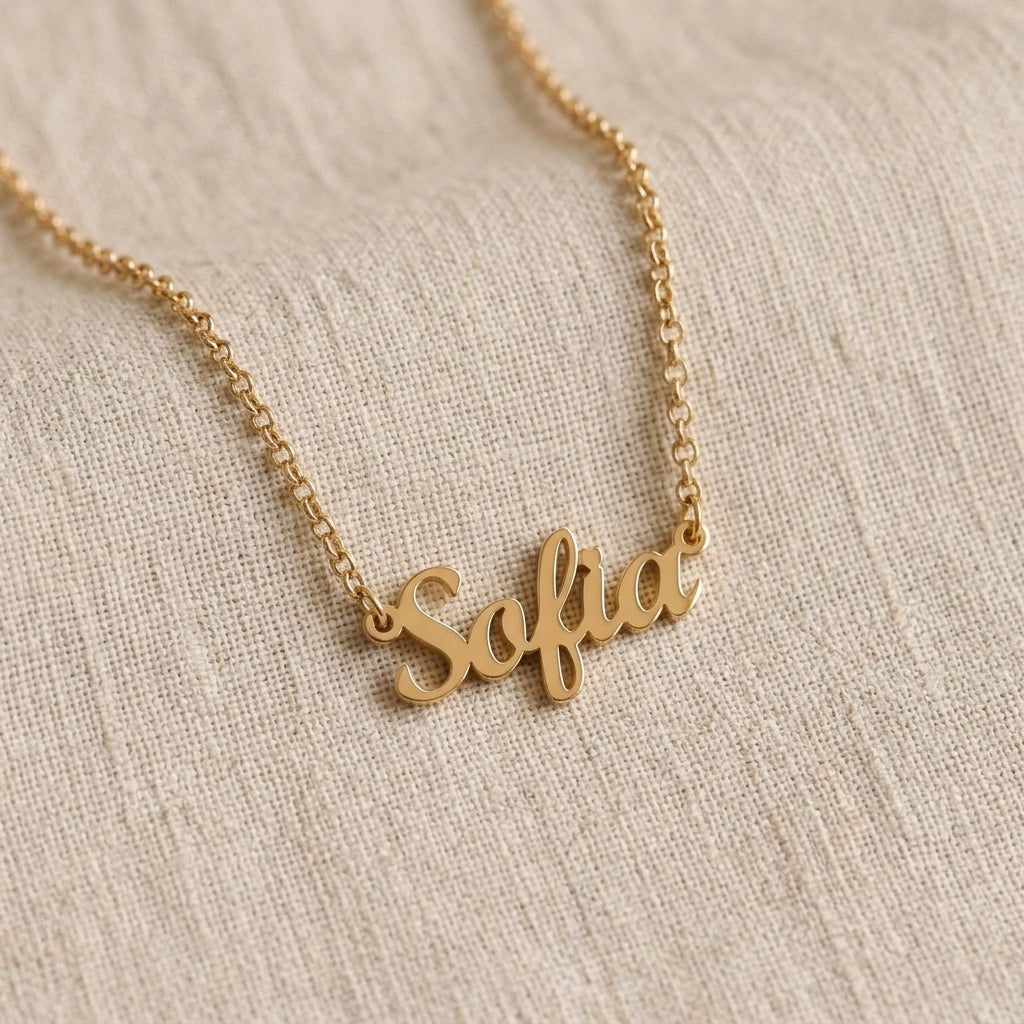 Cadena rolo con Nombre calado en Oro 9k