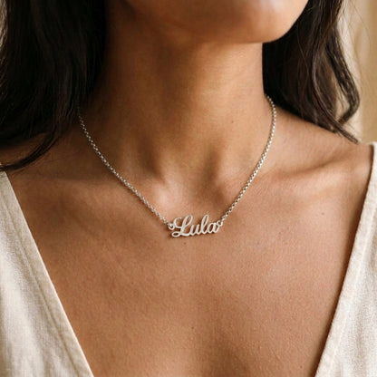 Cadena rolo con Nombre calado en Plata 950