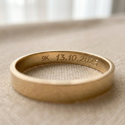 Par de alianzas cinta 3mm Oro 9k con grabado a mano