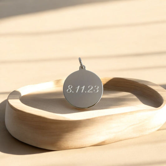 Medalla 2cm Plata 925 con grabado personalizado a mano