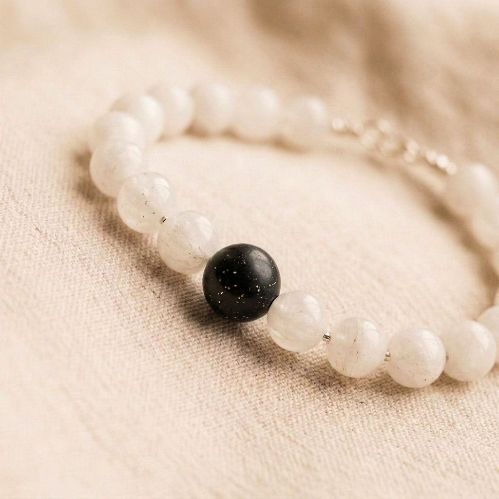 Pulsera Cuarzo Blanco con cuenta personalizada