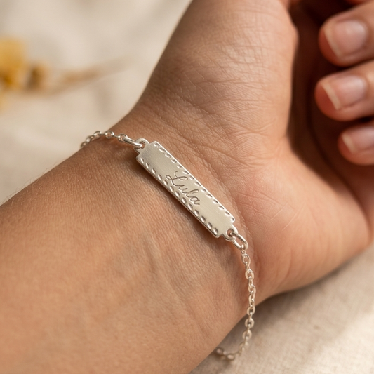 Pulsera con chapa grabada a mano Plata 925