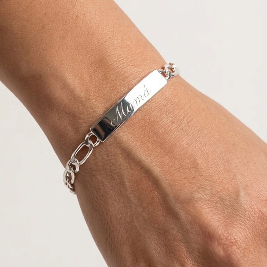 Pulsera personalizada con chapa Plata 925 con grabado a mano