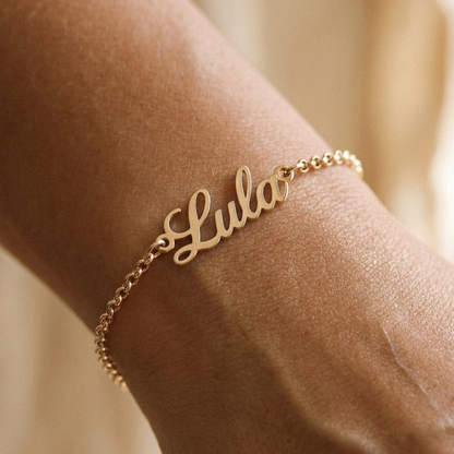 Pulsera con Nombre calado en Oro 9k