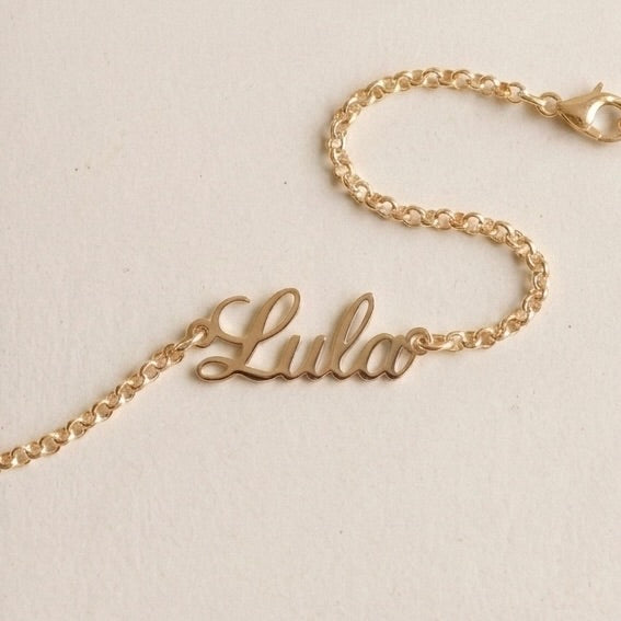Pulsera con Nombre calado en Oro 9k