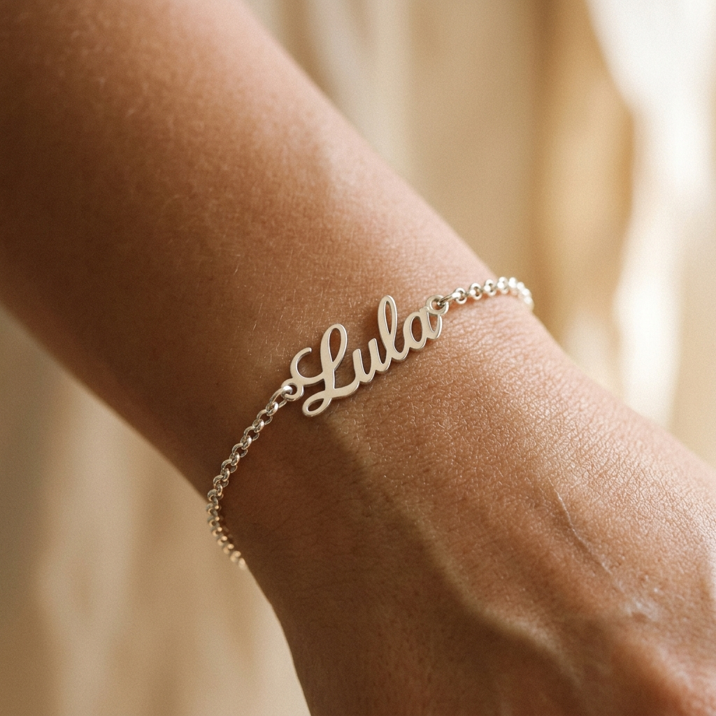 Pulsera con Nombre calado en Plata 950